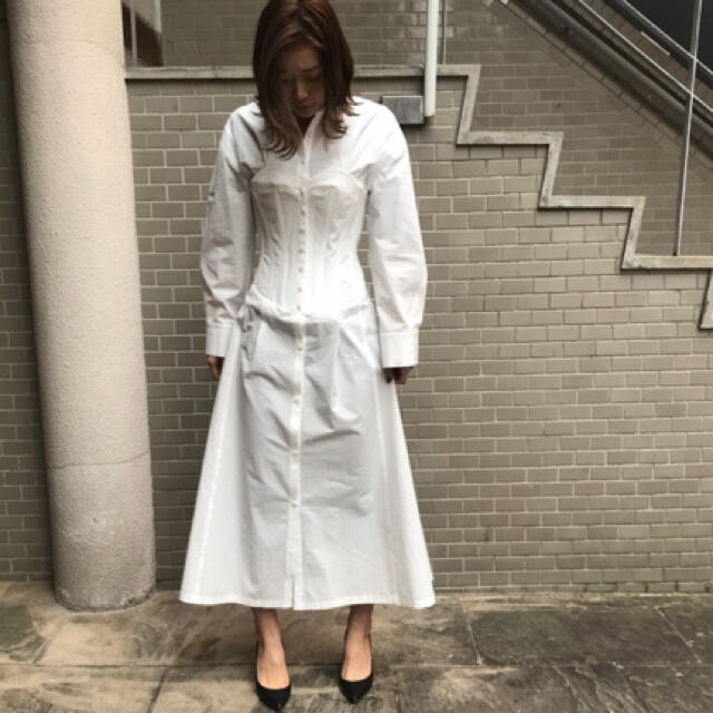 AKIRA NAKA コルセットロングシャツワンピース AKIRA NAKA コルセットロングシャツワンピース