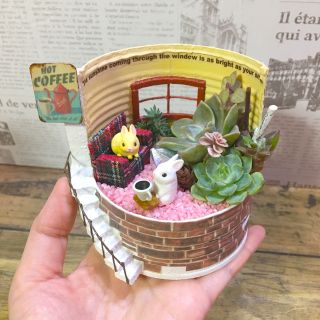 多肉植物の寄植え　リメ缶うさぎCAFE(その他)