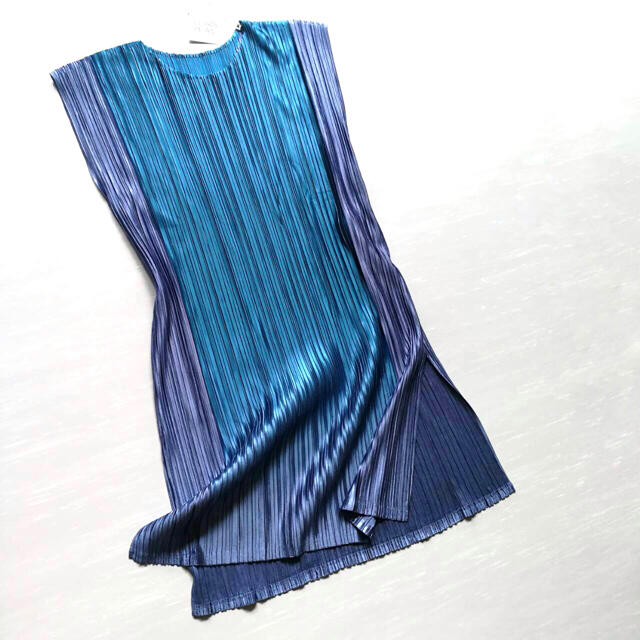 PLEATS PLEASE ISSEY MIYAKE(プリーツプリーズイッセイミヤケ)の未使用タグ付き　プリーツプリーズ　きれい色グラデーションチュニックトップス　3 レディースのトップス(チュニック)の商品写真