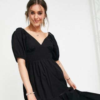 エイソス(asos)の【ASOS】シャーリングウエストレースインサートマキシドレス(ロングワンピース/マキシワンピース)