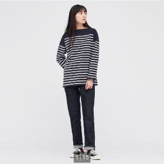 ユニクロ(UNIQLO)のボーダーオーバーサイズT(Tシャツ(長袖/七分))