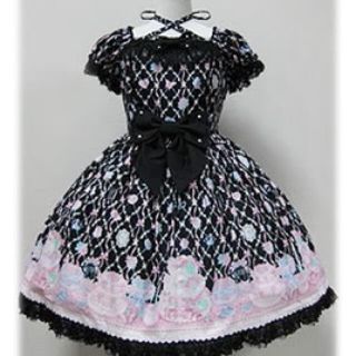 アンジェリックプリティー(Angelic Pretty)のメモリアルケーキ ワンピース 黒 カチューシャセット(ひざ丈ワンピース)