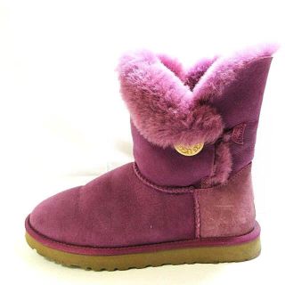 アグ UGG australia ムートンブーツ ベイリーボタン 紫 25cm(ブーツ)