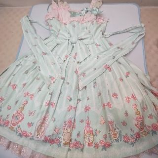 アンジェリックプリティー(Angelic Pretty)のアンプリ、初版初期コレクター布ラベル初版コスメ柄(ひざ丈ワンピース)