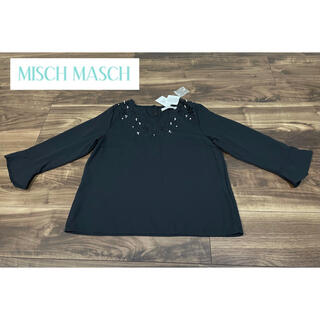 ミッシュマッシュ(MISCH MASCH)の新品タグ付♡ミッシュマッシュ♡胸元刺繍7分丈カットソーブラック(カットソー(長袖/七分))