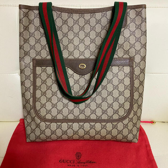 極 美品 GUCCI オールド グッチ シェリーライン トート バッグ 綺麗