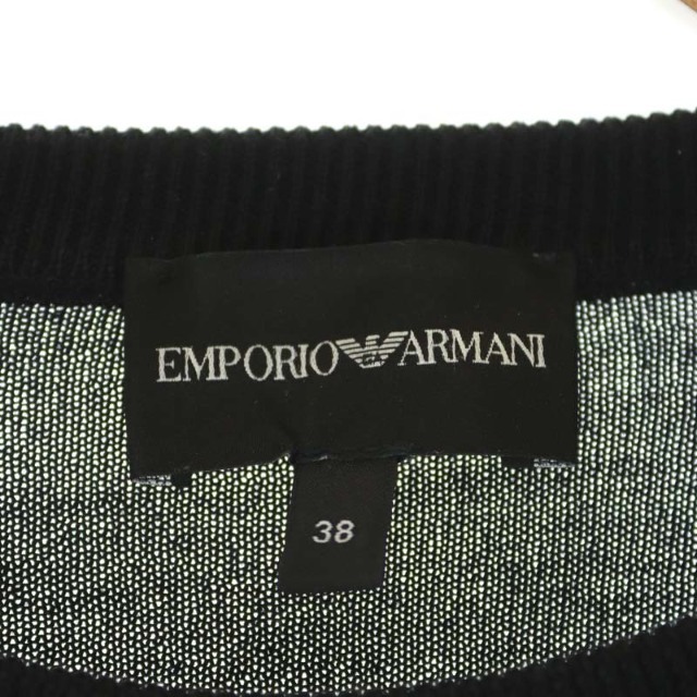 Emporio Armani(エンポリオアルマーニ)のエンポリオアルマーニ ニット セーター 長袖 ロゴ刺繍入り 38 黒 レディースのトップス(ニット/セーター)の商品写真