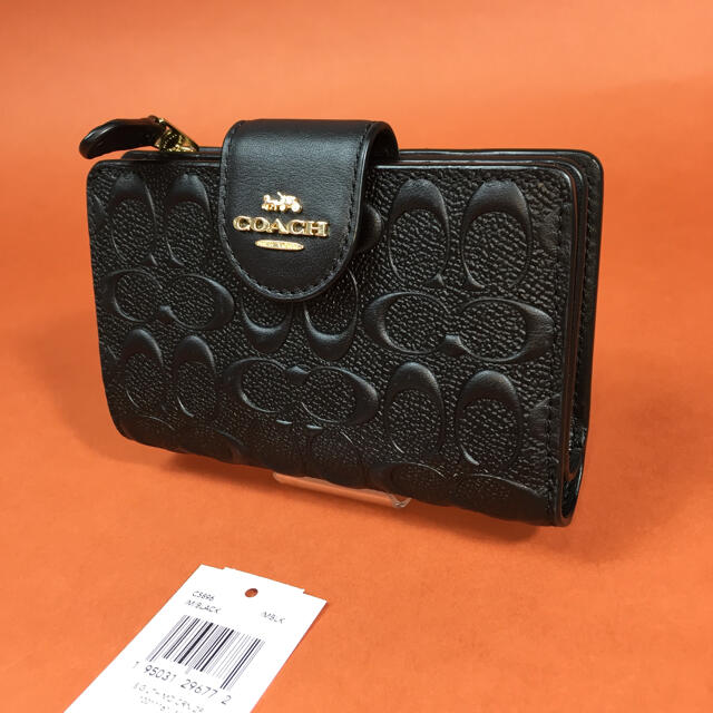いいスタイル COACH コーチ 二つ折り財布 黒 ブラック ゴールド ilam.org