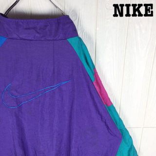 ナイキ(NIKE)のナイキ 銀タグ ナイロンジャケット ゆるだぼ90s 刺繍ワンポイント デカロゴ(ナイロンジャケット)