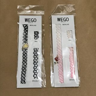 ウィゴー(WEGO)のWEGO タトゥーチョーカーセット フラワー 黒 ローズ ピンク(ネックレス)