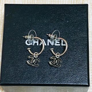 【1225】CHANEL シャネル ココマーク シルバー フープピアス