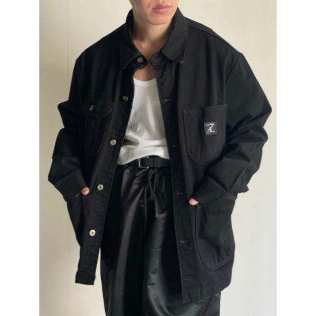 美品　ブラック　古着　カバーオール　オーバーサイズ メンズのジャケット/アウター(Gジャン/デニムジャケット)の商品写真