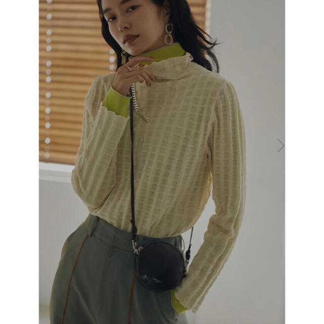 21/AW アメリヴィンテージ PLAID SHEER TURTLE KNIT - ニット/セーター