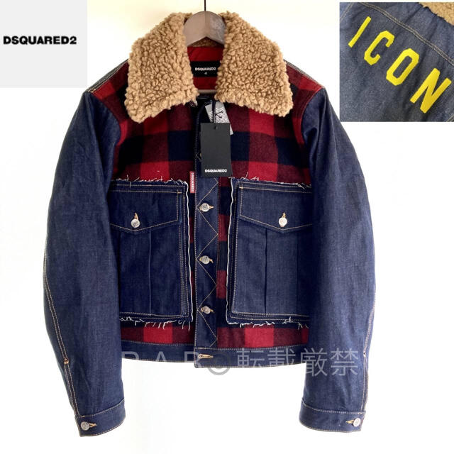 新品 タグ付き DSQUARED2 ウール切り替え ICON デニムジャケット