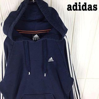 アディダス(adidas)のアディダス ゆるだぼ サイドライン スウェット パーカー 刺繍ワンポイントロゴ(パーカー)