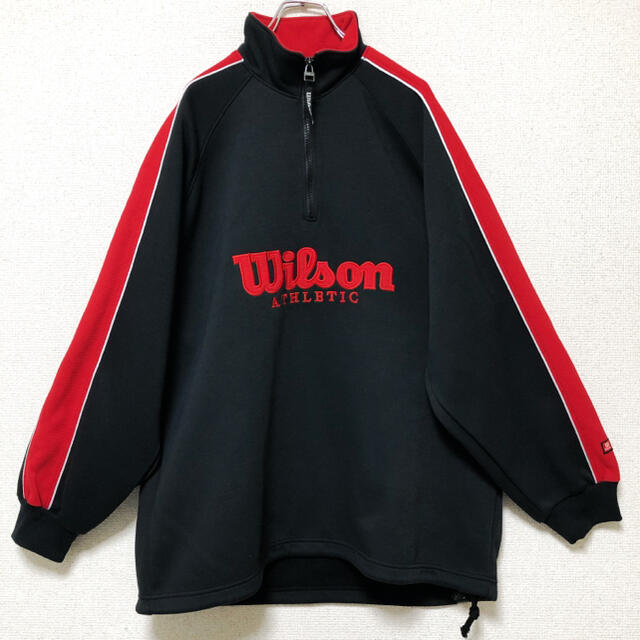 wilson(ウィルソン)の美品】wilson ハーフジップ スウェット ウィルソン　刺繍ロゴ メンズのトップス(スウェット)の商品写真