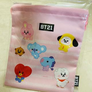 ボウダンショウネンダン(防弾少年団(BTS))の新品　BT21 巾着　ピンク(キャラクターグッズ)