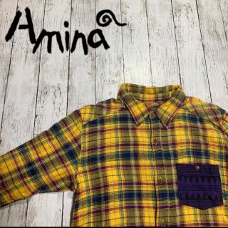 チャイハネ(チャイハネ)の【Amina】アミナ 切り替えネルシャツ 長袖チェックシャツ イエロー インド製(シャツ)