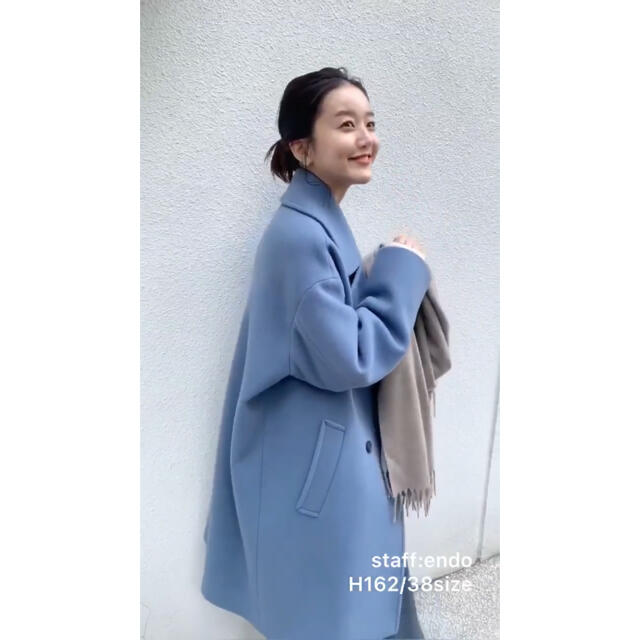 IENA - りえ様専用 IENA イエナ ダブルモッサコート ブルー 38 IENA - りえ様専用 IENA イエナ ダブルモッサコート ブルー 38