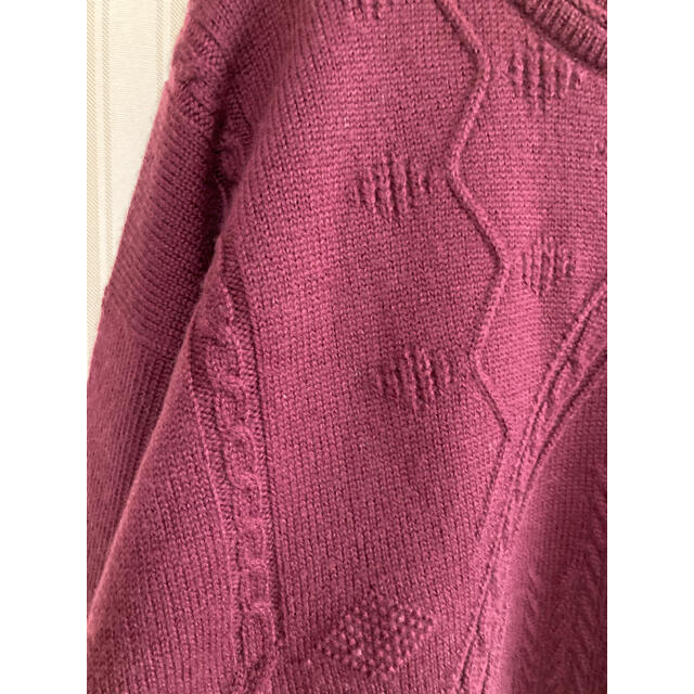 古着　ヴィンテージ   レナウン　パープル　ニット　ケーブル編み　ビンテージ メンズのトップス(ニット/セーター)の商品写真