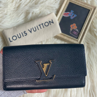 ルイヴィトン(LOUIS VUITTON)の良品　ルイヴィトン　カプシーヌ　ブラック　正規品　本物　ピンク(財布)