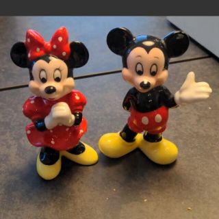 Disney - ミッキーマウス ミニーマウス 陶器 置物 フィギュア レトロの