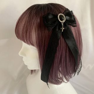 ロングレースリボンヘアクリップ ペアセット(ヘアアクセサリー)