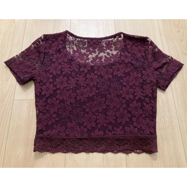 TOPSHOP(トップショップ)の【TOPSHOP】ショート丈レーストップス レディースのトップス(Tシャツ(半袖/袖なし))の商品写真