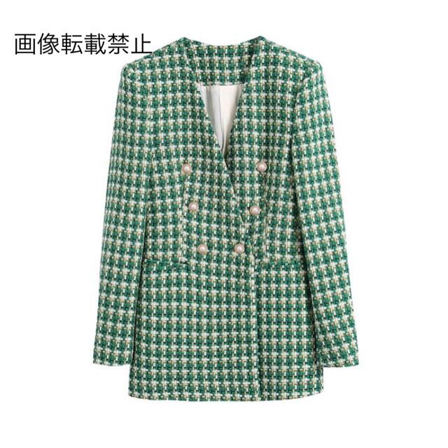 ZARA(ザラ)の🌰9月新作🌾5843◆green グリーン ジャケット ブレザー レディースのジャケット/アウター(テーラードジャケット)の商品写真