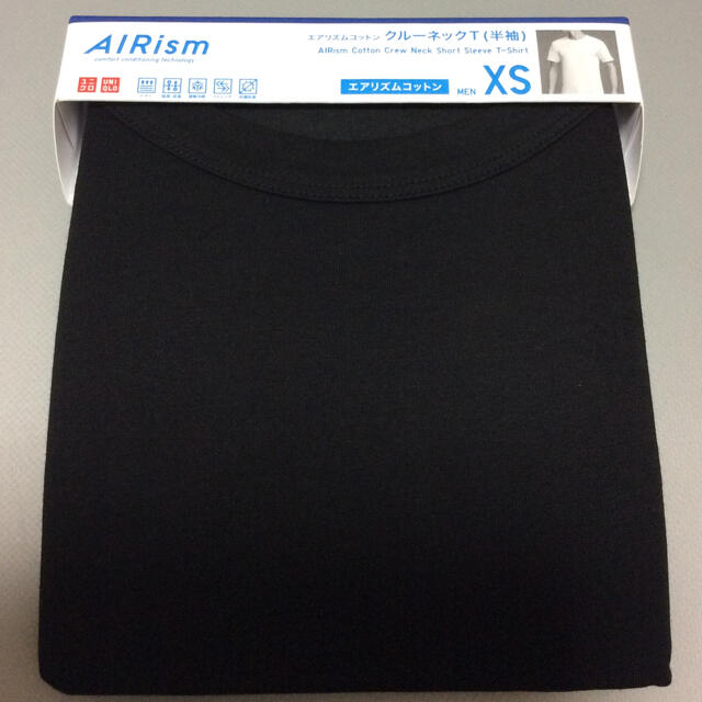 UNIQLO(ユニクロ)のユニクロ エアリズムコットン クルーネック Tシャツ 黒 XSサイズ メンズのトップス(Tシャツ/カットソー(半袖/袖なし))の商品写真