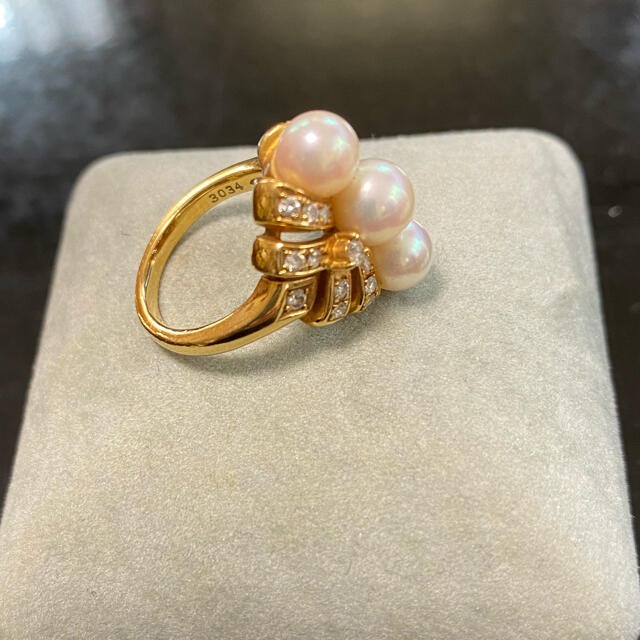 18Ｋ　ダイヤモンド　パール　リング レディースのアクセサリー(リング(指輪))の商品写真