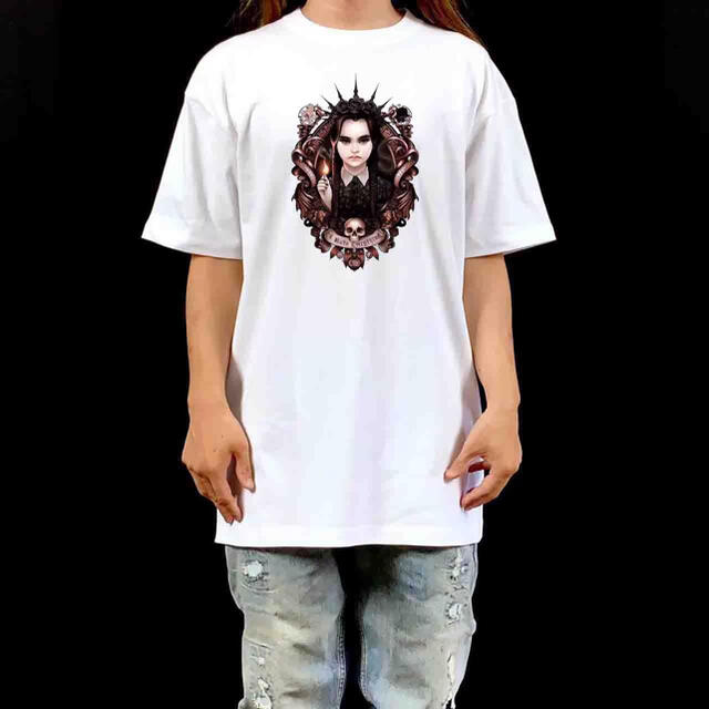 新品 アダムスファミリー ウェンズデー ゴシック 薔薇 ドクロ ビッグ Tシャツ メンズのトップス(Tシャツ/カットソー(半袖/袖なし))の商品写真
