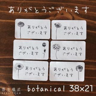 38×21ミリ　ミニ　ありがとうございます　サンキューシール　ボタニカル (カード/レター/ラッピング)