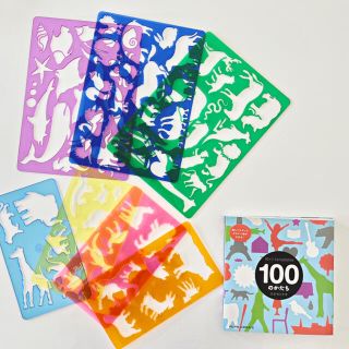 お絵かき 動物テンプレート7種&コクヨ『100のかたち スギモトナオ』のセット(知育玩具)