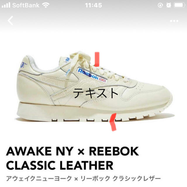 AWAKE(アウェイク)のAwake NY Reebok Classic Leather 27.5　 メンズの靴/シューズ(スニーカー)の商品写真