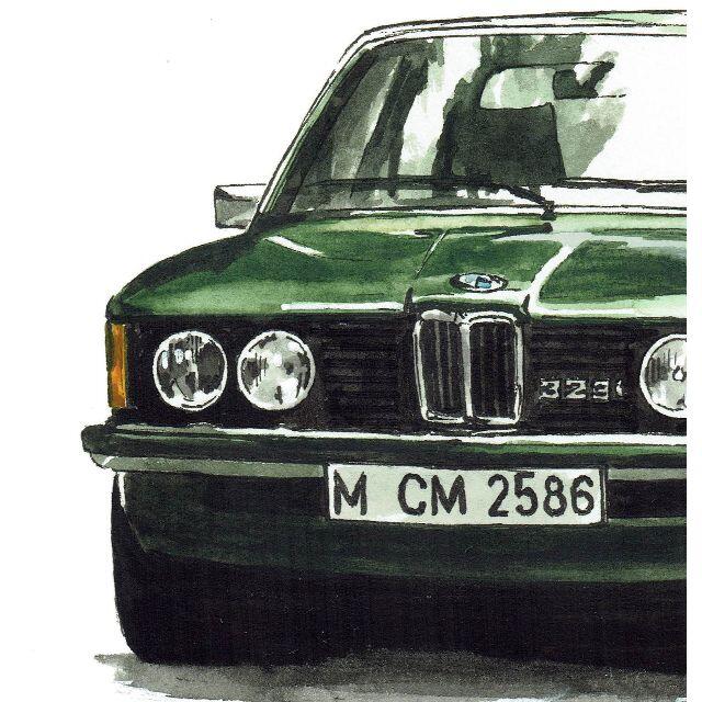 版画GC-1689 BMW 323i/ALPINA限定版画サイン額装作家平右ヱ門