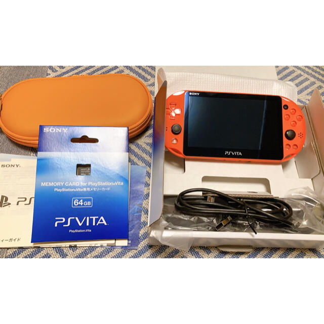 PSvita 2000 本体ネオンオレンジ＋メモリーカード64GB - 携帯用ゲーム