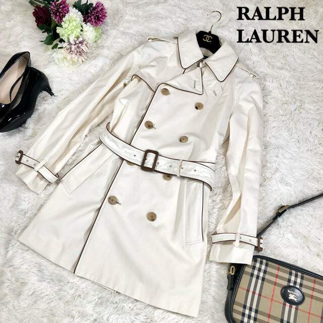 Ralph Lauren   美品RALPH LAUREN トレンチコート ホワイト 本革