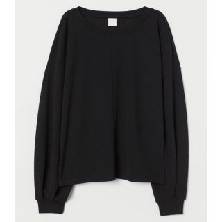 エイチアンドエム(H&M)のH&M 完売品掲載　バルーンスリーブ　センターシームクレープトップス　ブラックM(シャツ/ブラウス(長袖/七分))