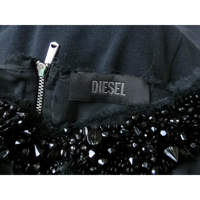 DIESEL(ディーゼル)のDIESEL ディーゼル　黒いスウェット地でシフォンと黒い飾りが付いたワンピース レディースのワンピース(ひざ丈ワンピース)の商品写真