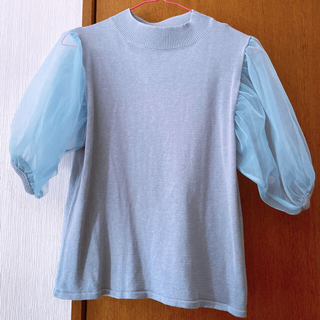 グレイル(GRL)のシースルースリーブ　ブルー(Tシャツ(半袖/袖なし))