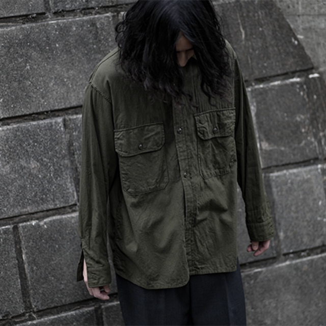 新品 COMOLベタシャン CPOシャツ(OLIVE) 21ss