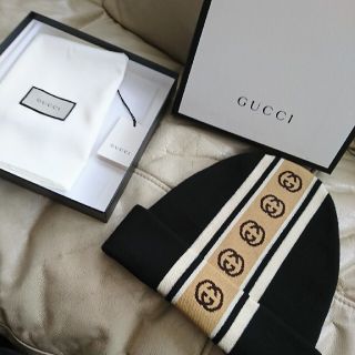 グッチ(Gucci)のGUCCI インターロッキング ニット帽 メンズ(ニット帽/ビーニー)