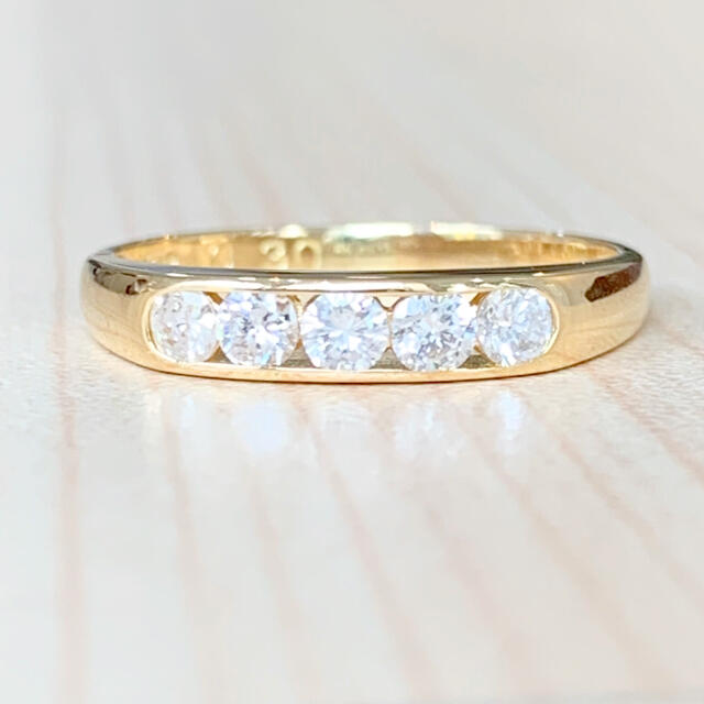 ✨レール留め✨計5粒❣️ダイヤモンド K18 リング 指輪 ダイヤ レディースのアクセサリー(リング(指輪))の商品写真