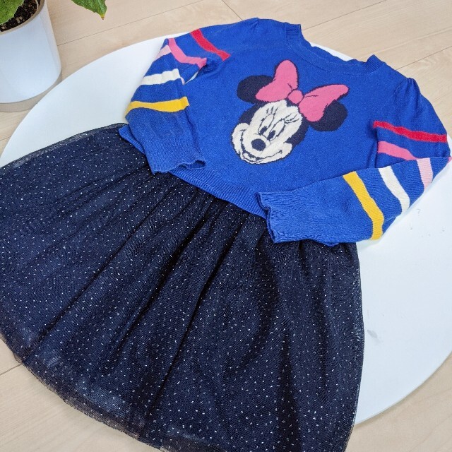 babyGAP(ベビーギャップ)のGAP　ミニーちゃん☆Disny　ニット&チュールワンピース　3点で2000円! キッズ/ベビー/マタニティのキッズ服女の子用(90cm~)(ワンピース)の商品写真