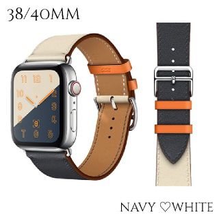 Apple watch 38mm 40mm 互換 バンド 2色 レザー ベルト(腕時計)