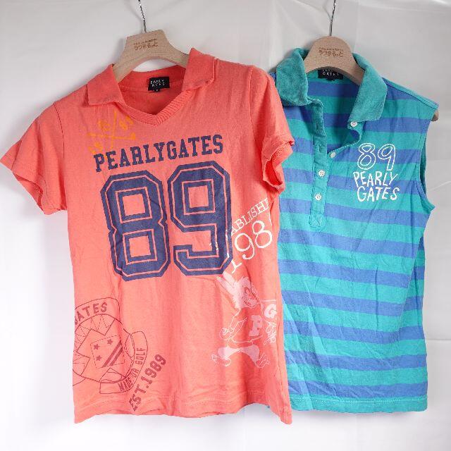 PEARLY GATES(パーリーゲイツ)のPEARLY GATES　Tシャツ　レディース　ピンク/ブルー レディースのトップス(Tシャツ(半袖/袖なし))の商品写真