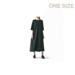 ムジルシリョウヒン(MUJI (無印良品))の◆新品◆  無印良品   異素材コンビワンピース／ＯＮＥＳＩＺＥ／黒(ひざ丈ワンピース)