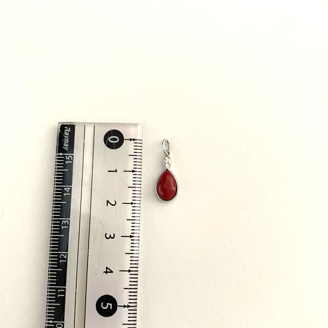 トリィ様専用　K18WG血赤珊瑚ダイヤモンドペンダントヘッド レディースのアクセサリー(ネックレス)の商品写真