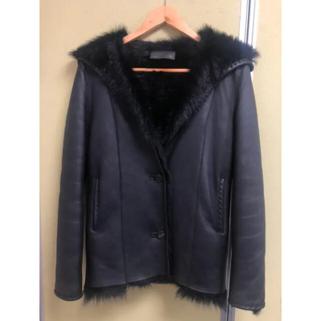 FENDI☆本革 レディース ムートンジャケット コート ブラック 美品